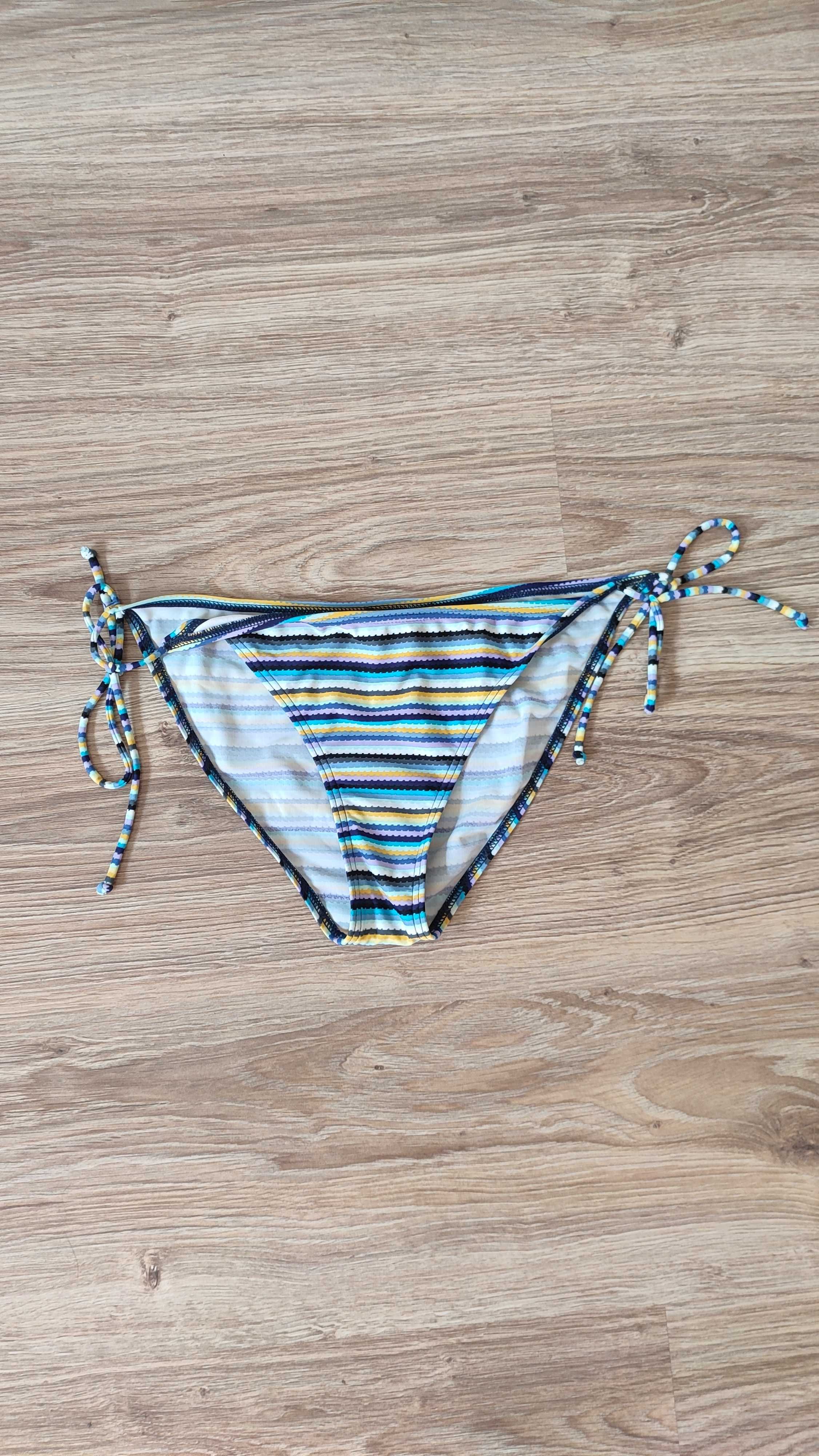 Bikini strój matjki plażowe figi paski wiązane niebiesie M