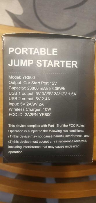 JUMP STARTER BOOSTER JABER YR800 do samochodu Rozruch 23800Mah 2500A