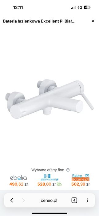Pi bateria prysznicowo-wannowa biały mat