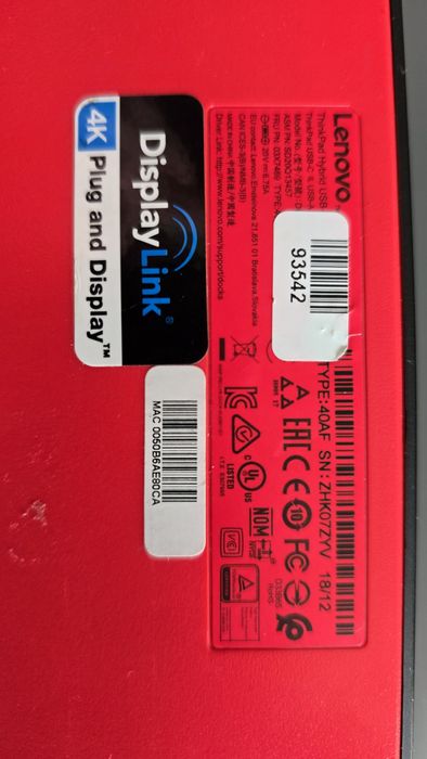 Stacja dokująca Lenovo Universal USB-C Dock 40AY+ org.zasilacz+ gratis