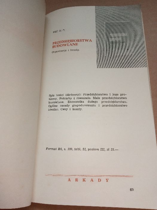 Katalog Arkady Architektura-budownictwo 1961r-1962 r.