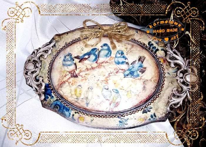 Obrazek panel Vintage decoupage handmade dekoracja ozdoba prezent