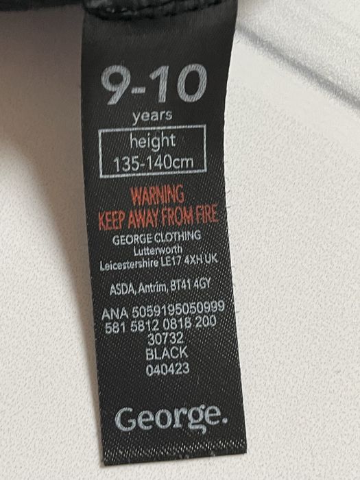 134 140 George 9-10 lat czarne legginsy prążek bawełna serce serduszka