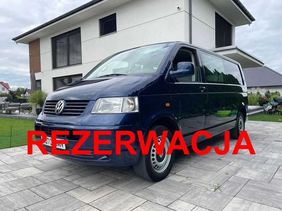 Volkswagen TRANSPORTER  T5 1.9TDI Długi Klima Kamera Navi Tempomat Long Dubel Kabina 6os Opł