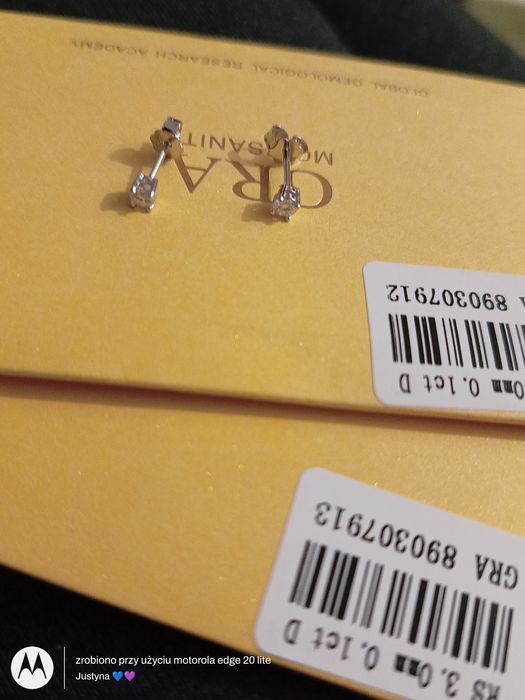 Nowe kolczyki z moissanitem GRA 0,1 ct (3mm) srebro 925