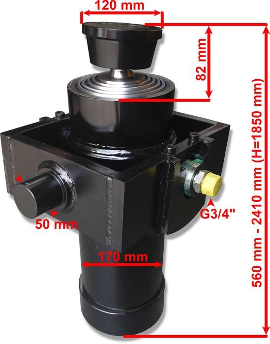 SIŁOWNIK Hydrauliczny 1850mm 20T WYWRÓT 3 STRONY +TULEJKI [7434]