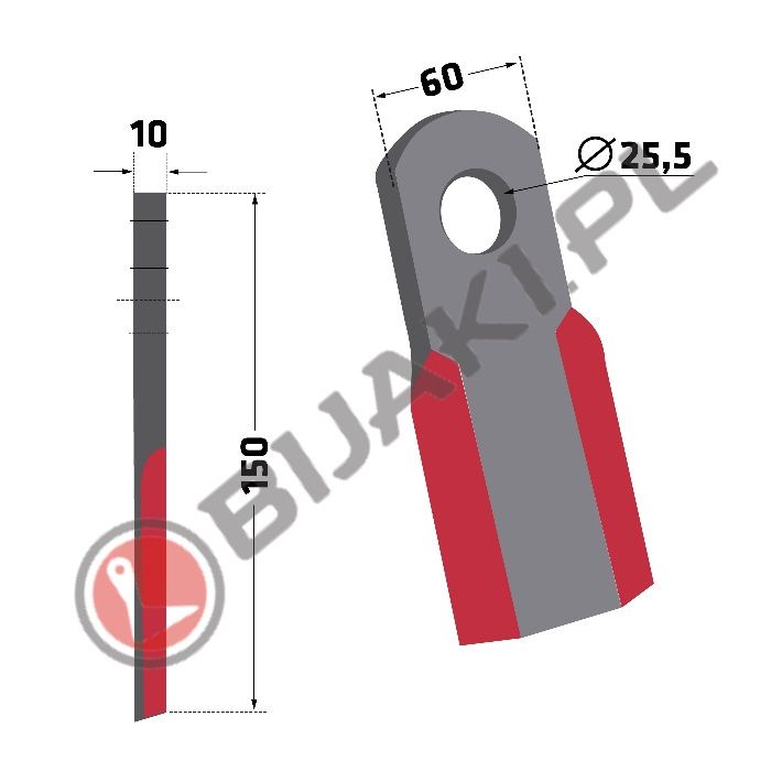 Nóż prosty AGM-02 do kosiarki bijakowej mulczera Agrimaster Sicma