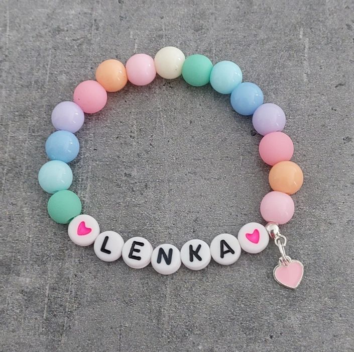 Bransoletka imię imienna z napisem koraliki zawieszka