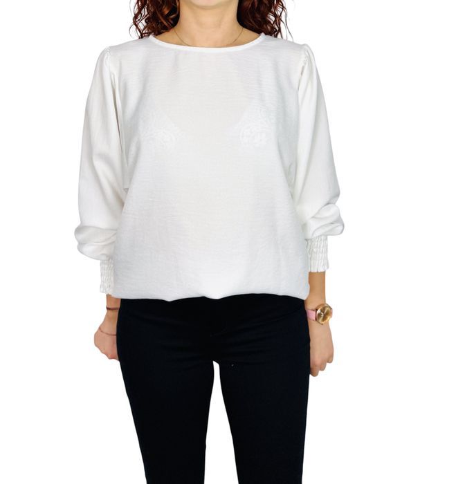 Elegancka biała bluzka z długim rękawem S 36 Floyd