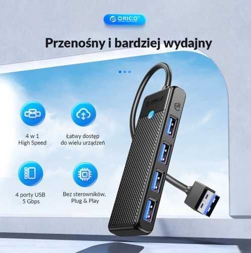 orico hub czarny usb-a na 4 porty