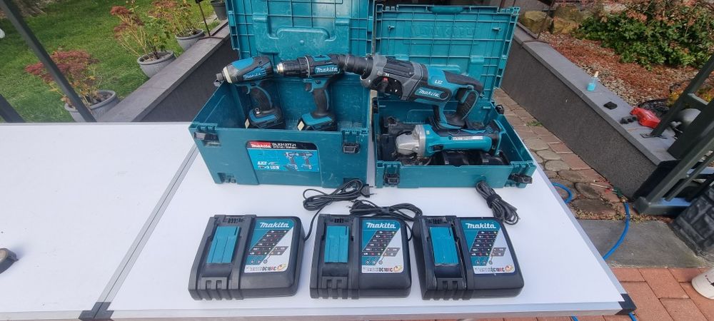 Zestaw Makita Lxt 18v 2xWkretarka+szlifierka+2 aku+3ładowarki+2skrzyn