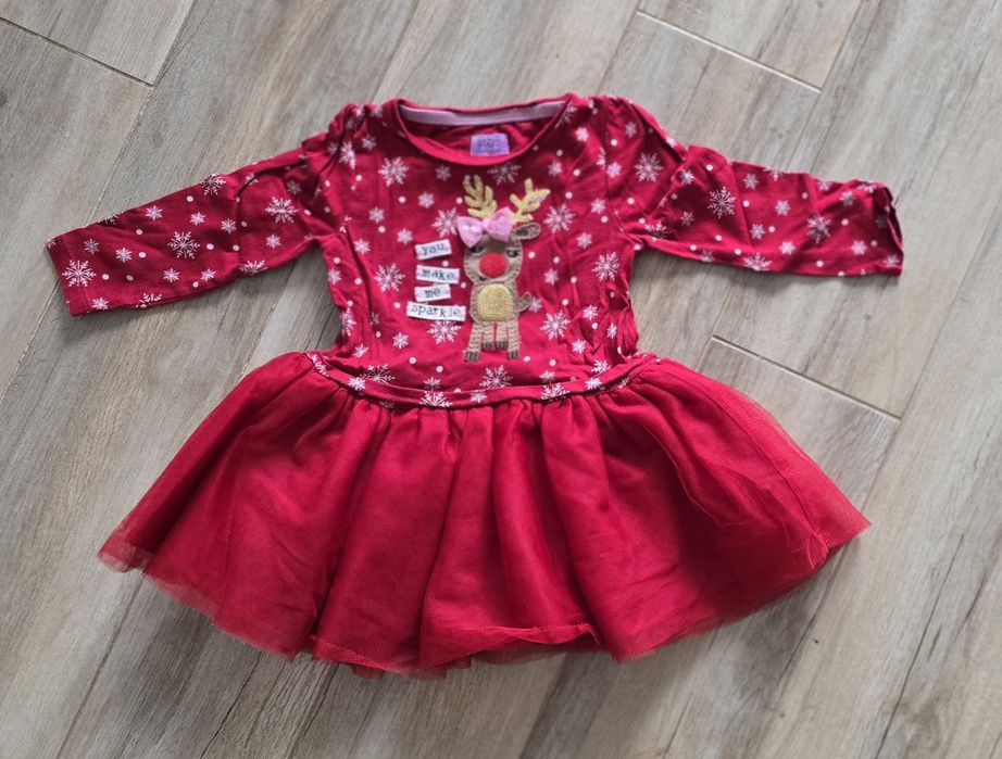 Sukienki swieta mikołajki dziewczynka 80 86