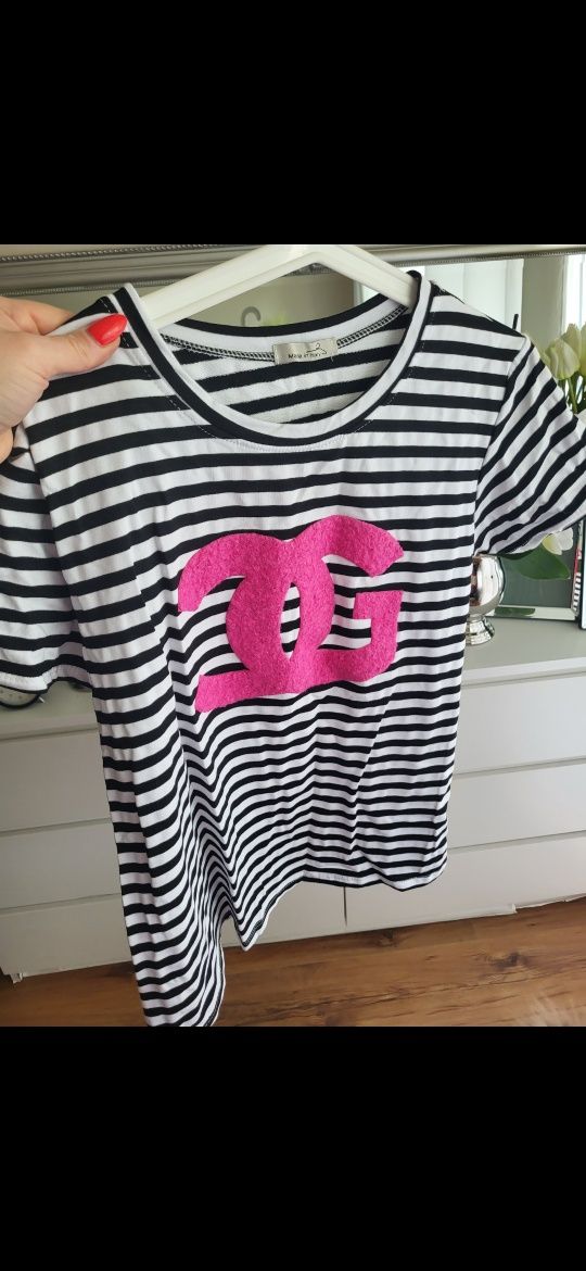 Tshirt paski z różem