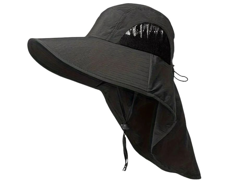 kapelusz przeciwsłoneczny wędkarski z klapką na szyje