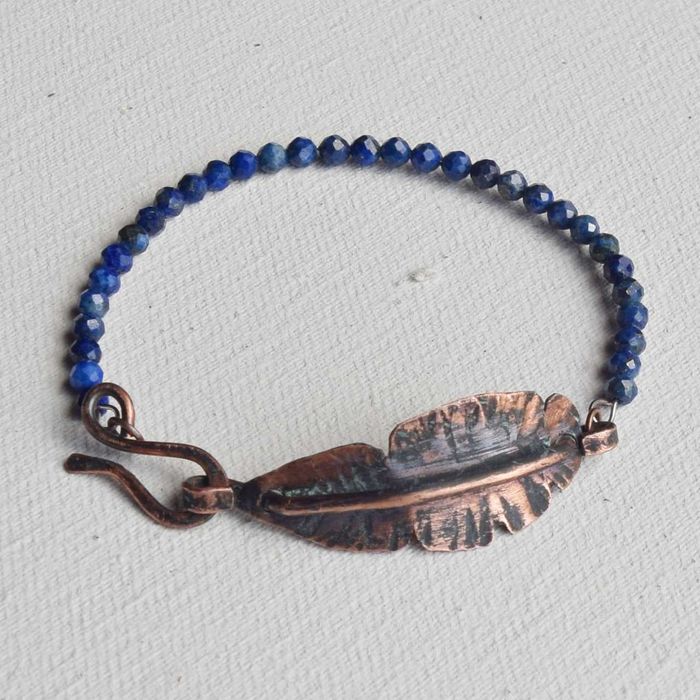 Bransoletka z kutej oksydowanej i lapis lazuli /1/