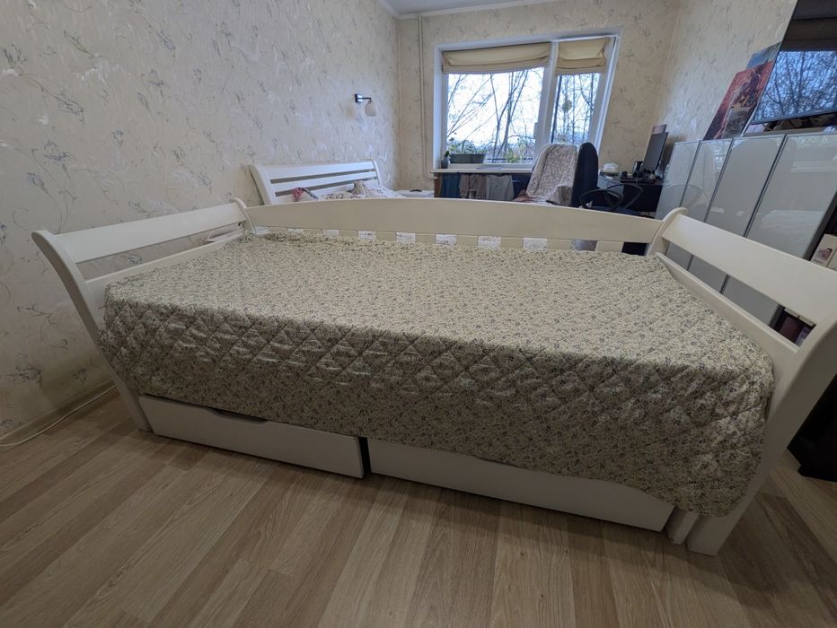 Ліжко Тедді дуо, дитяче, 190*80 см, бук, з додатковим спальним місцем