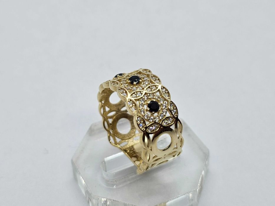 Złoty PIERŚCIONEK / OBRĄCZKA z Cyrkoniami 4,29 g/14K r.17-DŁ [P592/25]