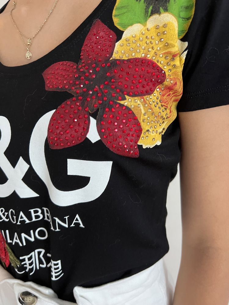 Czarny bawelniany top Dolce Gabbana