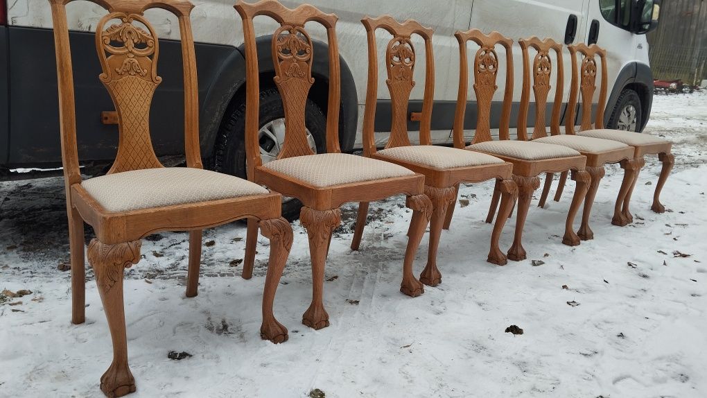 Piękne stylowe krzesła komplet chippendale-ludwik w super stanie