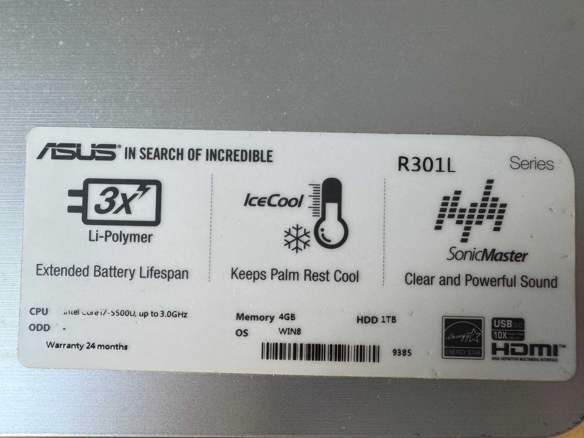 Laptop ASUS ICore i7-5500U 12 GB RAM 224GB SSD