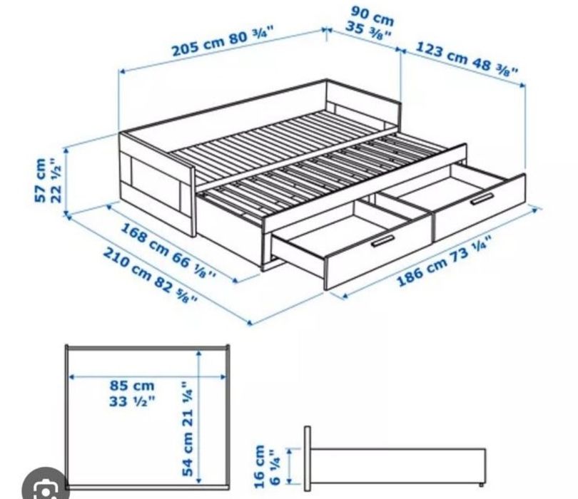 Łóżko drewniane białe leżanka Ikea Brimnes 80-160/200 materace