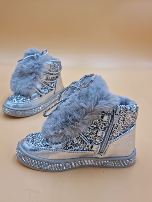Buty dziewczęce 31-36 cekiny futerko zimowe