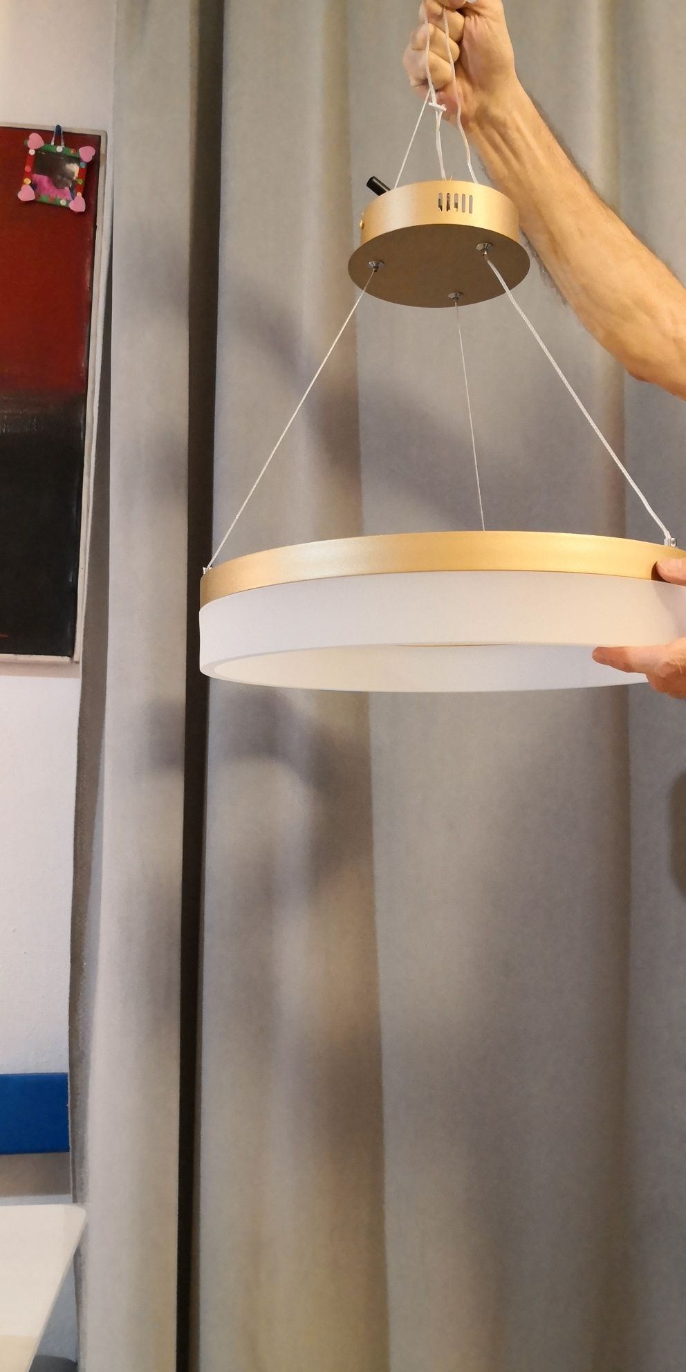 Lampa wisząca Cornelia, marka Reality, złota, zintegrowane źródło Led