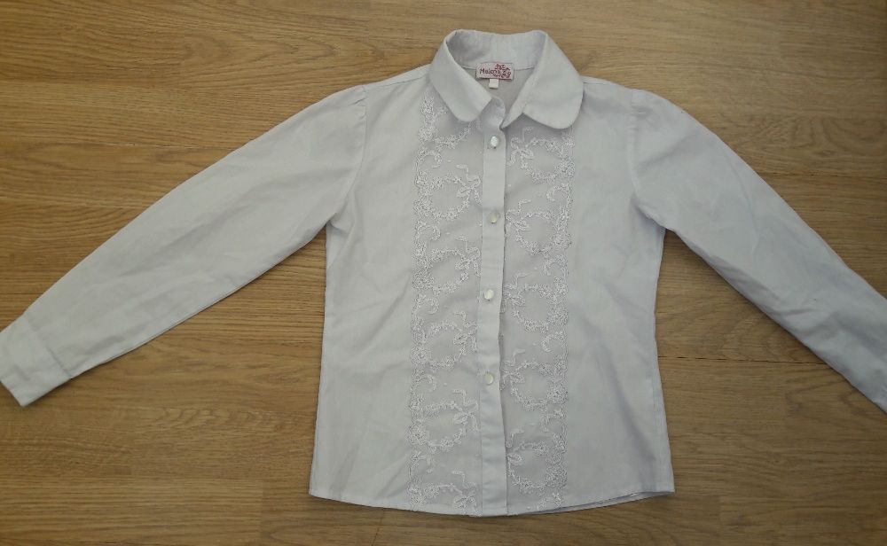 Блузка рубашка школьная девочке 8 лет р 128, Malena