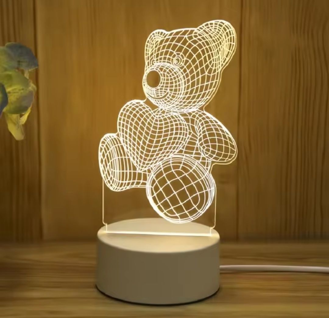 USB LED lambada 3D em formato de ursinho