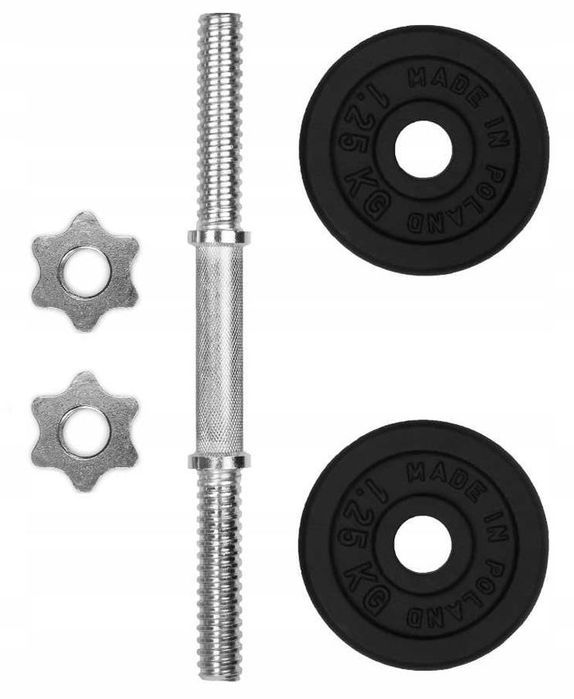 HANTLA ŻELIWNA 1x5kg hantel 5kg gryf obciążenie POZ