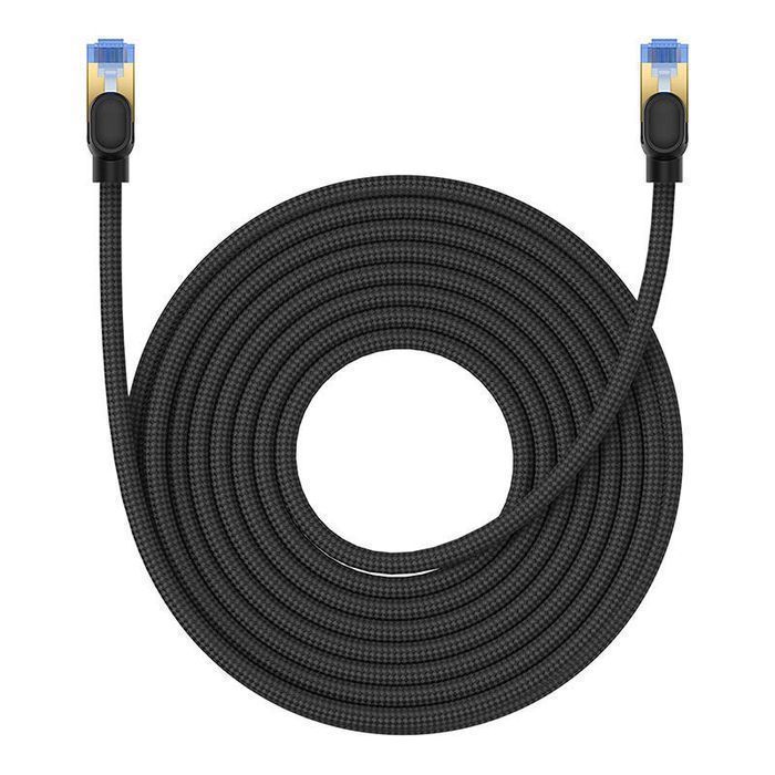 10M Kat. Kabel Baseus Oplocie Sieciowy Ethernet Rj45, (Czarny) 10Gbps,