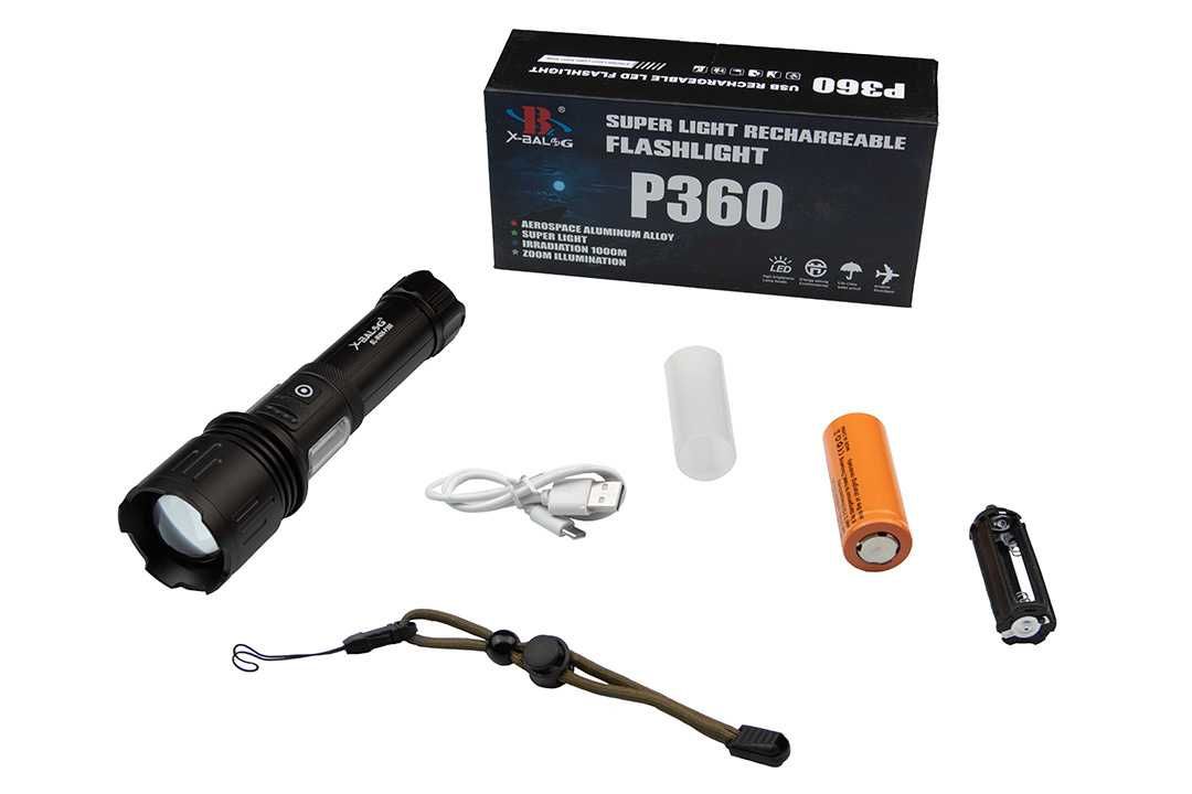 NOWA Latarka Ręczna X-BALOG Z Bocznym Światłem USB Baterie Akumulator