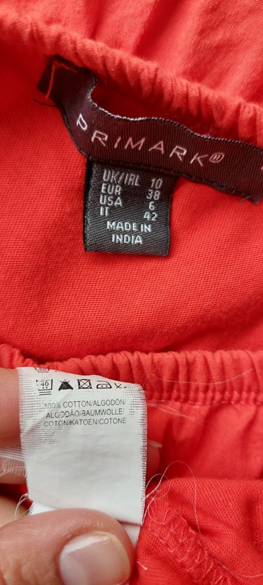 Primark r.38 top pomarańczowa koszulka na ramiączkach #hafty