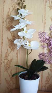 Орхидея искусственный цветок люкс белая