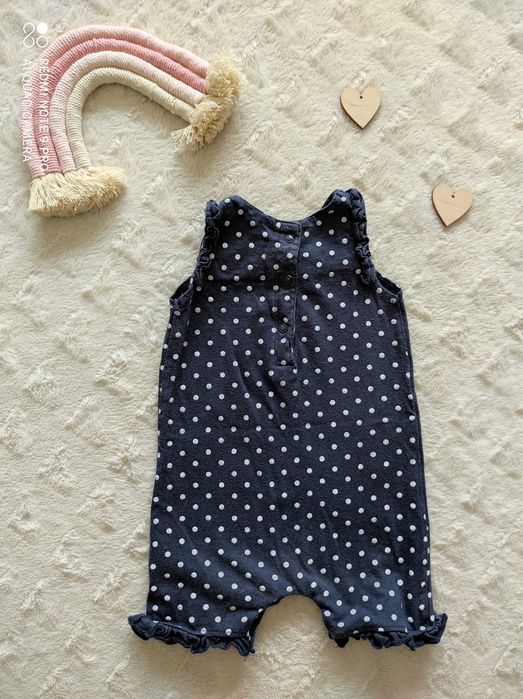 Rampers kombinezon letni granatowy w kropki motylki 74 6-9 miesięcy
