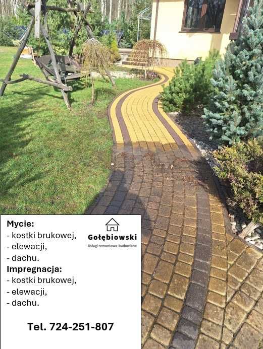 Mycie kostki brukowej elewacji dachu malowanie dachów i elewacji