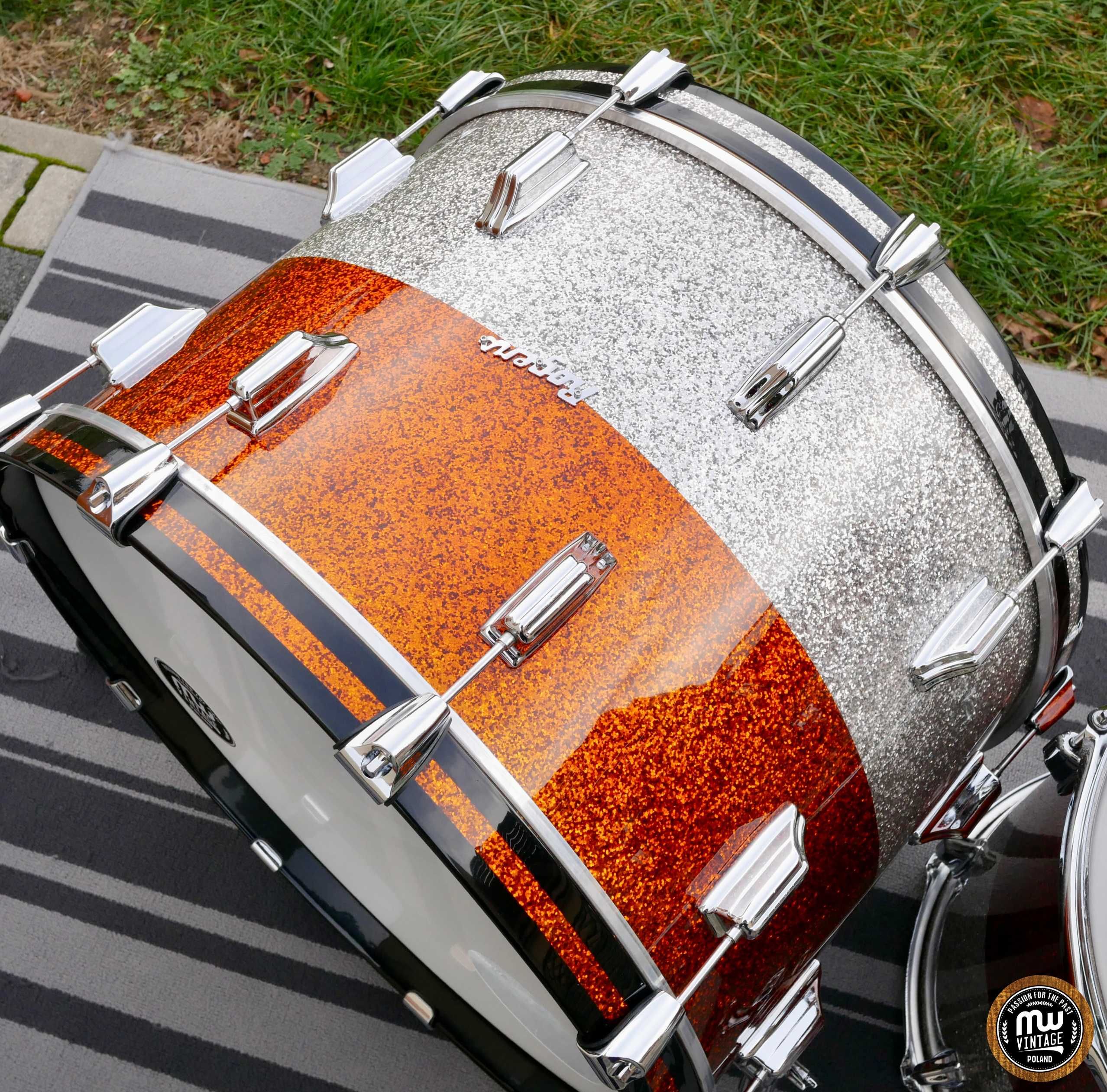 Perkusja Rogers Powertone 22”, 13", 16” Copper/Silver Sparkle 60s ‼️