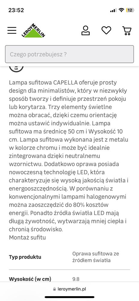 Plafon sufitowy LED Capella