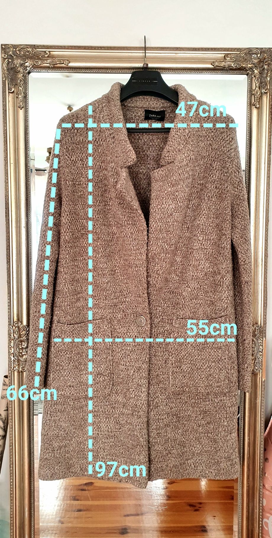 Długi sweter płaszcz kardigan Zara M