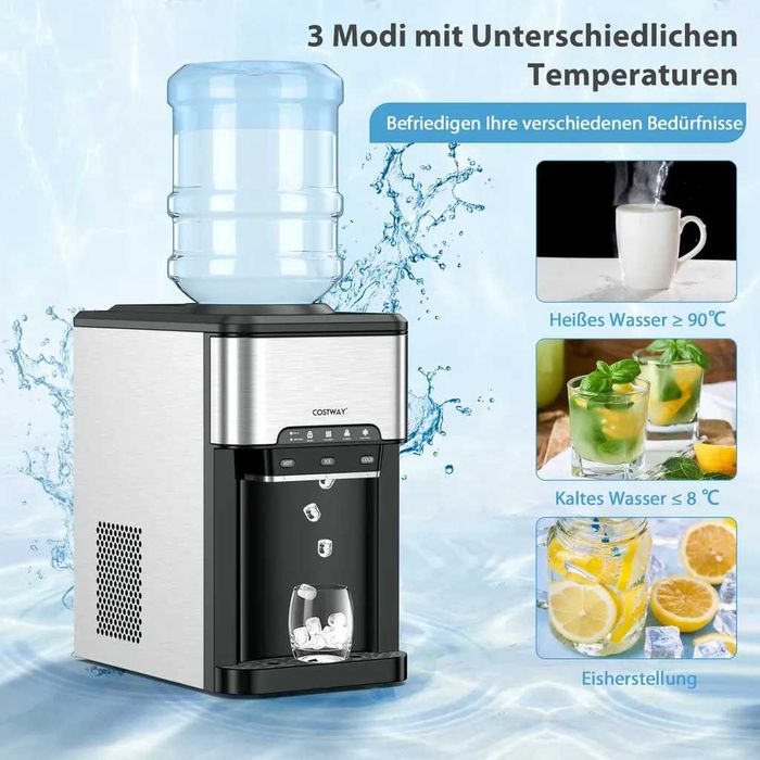 Dystrybutor wody COSTWAY 3 w 1 z kostkarką do lodu, 3 ustawienia temp.