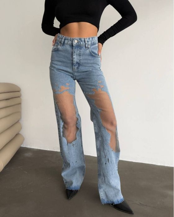 Dżinsowe Spodnie z siateczką