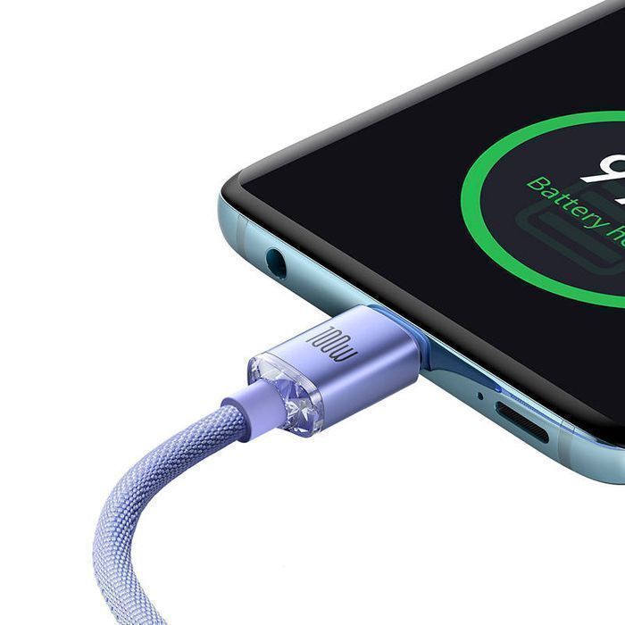 Kabel Usb-C Do Usb-C Baseus Crystal Shine,100W, 1.2M (Fioletowy)