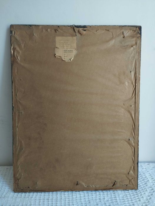 Obrazek w technice intarsji temat tańce Polonez Zofii Stryjeńskiej