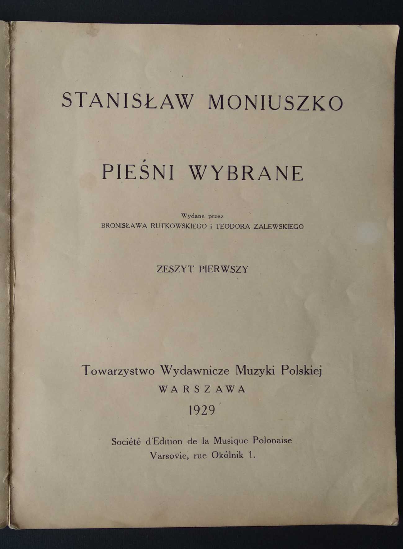 Stanisław Moniuszko " Pieśni Wybrane "