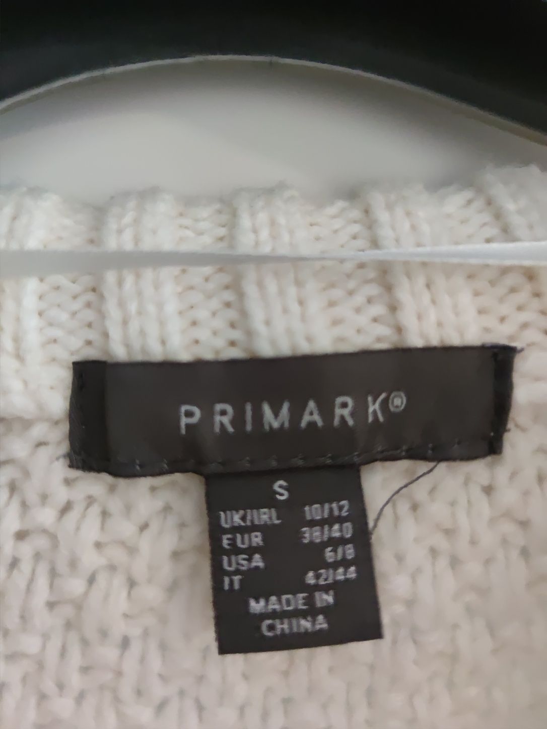 Sweter tunika biały Primark Rozm S warkoczowy splot