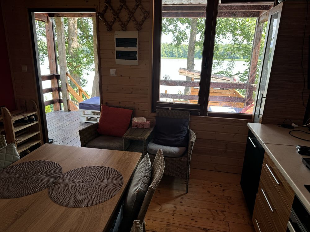 MAZURY Domek 9 osób nad jeziorem z pomostem, łódką i tarasem
