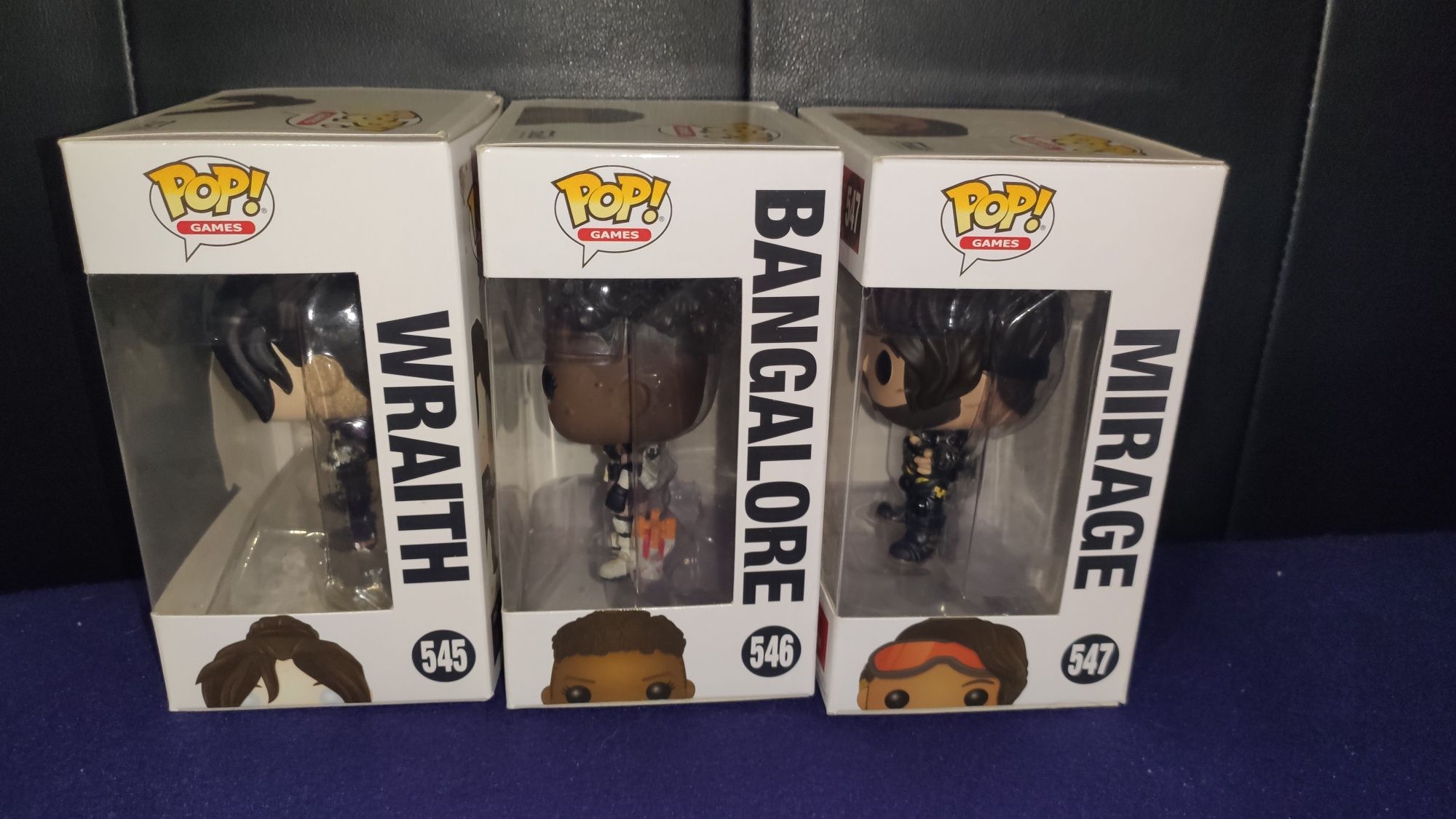 Funko pop de Apex legends (wraith, Bangalore, mirage)