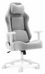 Outletowy Fotel gamingowy Hell's Chair HC- 1009 Biały Szary Tkanina 3M