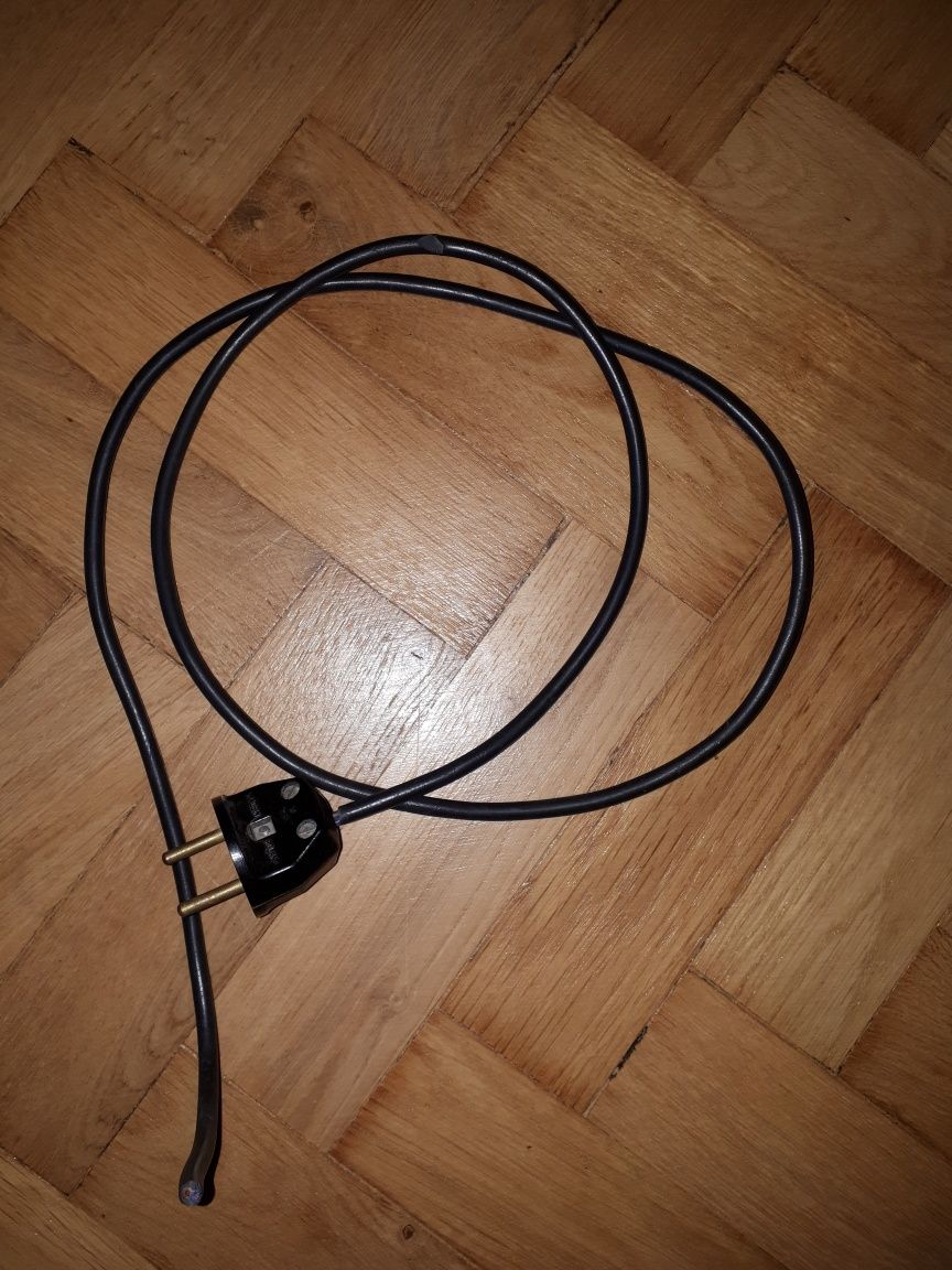 Wtyczka bakelit PRL+kabel