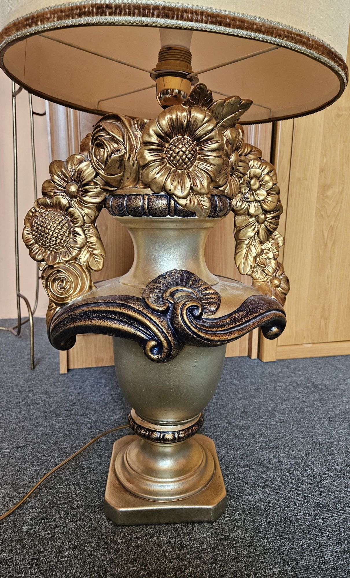 Lampa podłogowa stojąca, Vintage,  stojak gipsowy wysokosc Ok 90cm